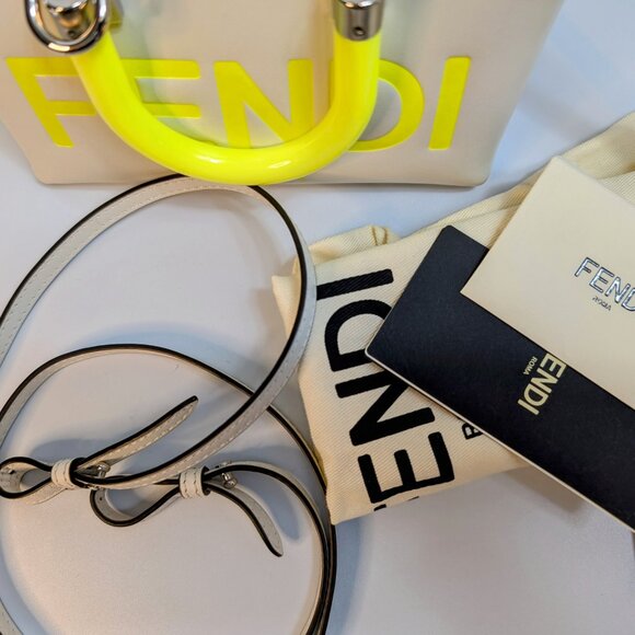 Fendi x Marc Jacobs Peekaboo Top Handle Bag in Cream Leather with Neon Yellow HW - Picture 14 of 14